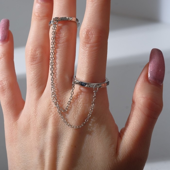 Набор колец 2 штуки &laquo;Атмосфера&raquo; на цепочках, цвет серебро, безразмерные