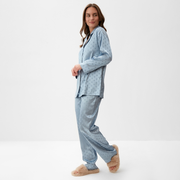 Пижама женская (рубашка и брюки) KAFTAN Пижама женская (рубашка и брюки) KAFTAN "Горох" цвет голубой, размер 40-42
