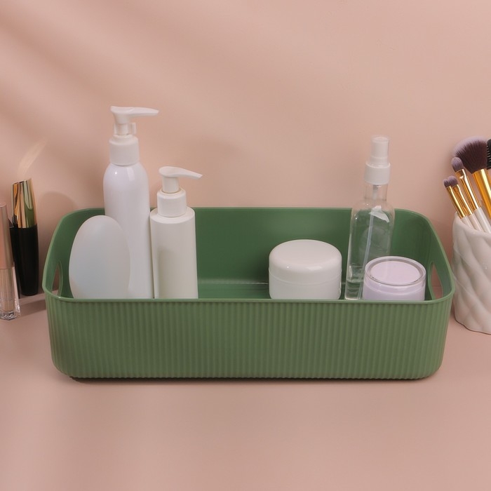 Органайзер для хранения, с ручками, 1 секция, 34 × 19 × 8 см, цвет МИКС Органайзер для хранения, с ручками, 1 секция, 34 × 19 × 8 см, цвет МИКС