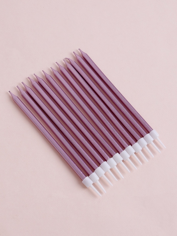 Свечи для торта "Ройс", 12 шт, розовый металлик