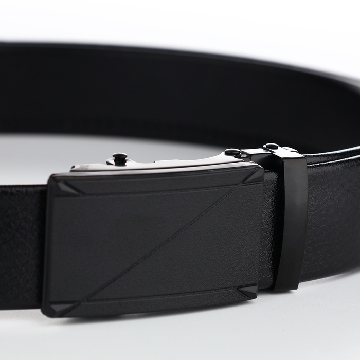 Ремень мужской, ширина 3,5 см, пряжка автомат, цвет чёрный