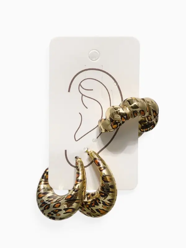 Набор серьги и каффы "Леопард" жгутик, цвет золото