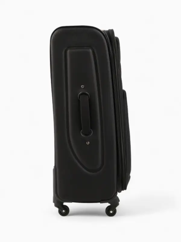 Чемодан 28", Текст, 47*29*77, отд на молнии, 2 нар/карм, увелич, код замок, 4 колеса, черный   10872