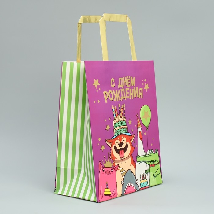 Пакет подарочный, упаковка, &laquo;С Днём рождения!&raquo;, ML 23 х 27 х 11.5 см