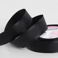 Лента декоративная, репсовая/атласная, 25 мм, 9,1 &plusmn; 0,5 м, чёрная №39