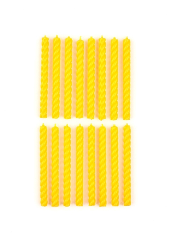 Свечи для торта, желтые,  16 шт., 6,5 х 0,5 см