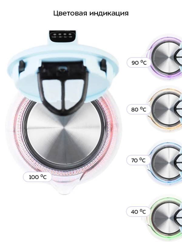 Стеклянный электрический чайник с подсветкой 1.7 л KT-640