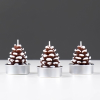 Набор свечи новогодние "Шишка", 3 шт, 4&times;6 см,