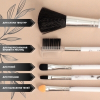 Набор кистей для макияжа &laquo;Мрамор&raquo;, 5 предметов, цвет белый/чёрный