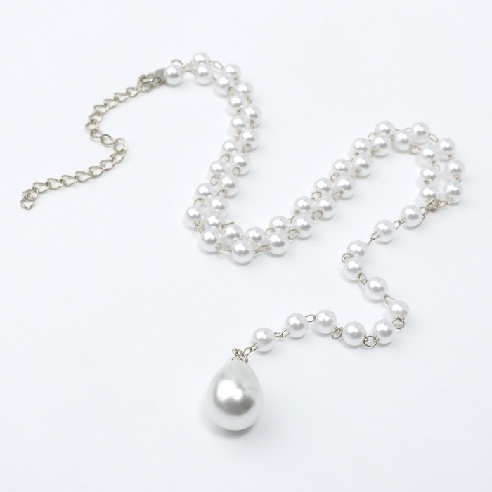 Кулон с жемчугом &laquo;Капля&raquo; цвет серебро, 40см