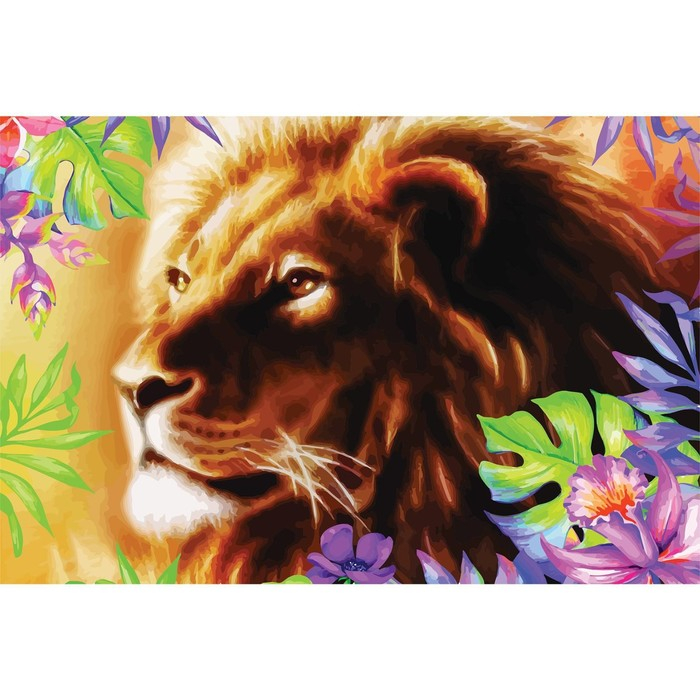 Алмазная мозаика с полным заполнением на холсте &laquo;Лев&raquo;, 20 х 30 см