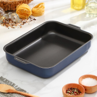 Противень прямоугольный, 23&times;30 см, h= 7 см, с крышкой, антипригарное покрытие, цвет синий