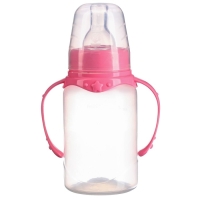 Бутылочка для кормления, классическое горло, 150 мл., от 0 мес., цилиндр, с ручками, цвет МИКС