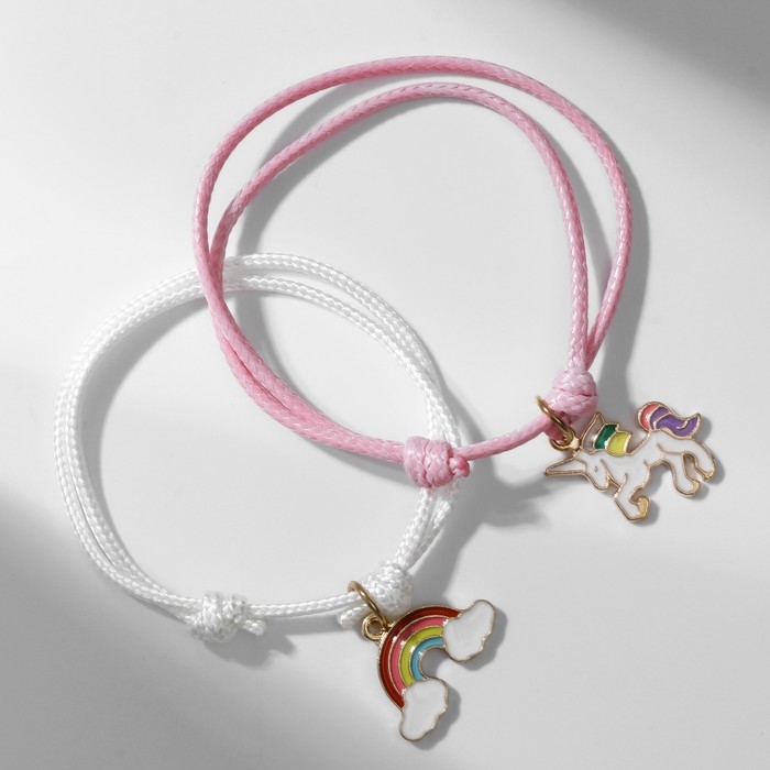 Набор 3 предмета: 2 браслета, ручка &laquo;Неразлучники&raquo; единорог, цветной, 6 см