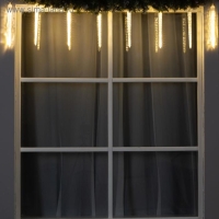 Гирлянда &laquo;Сосульки рифленые&raquo; 2.5 &times; 0.3 м, IP65, прозрачная нить, 192 LED, свечение тёплое белое с эффектом стекания, 12 В