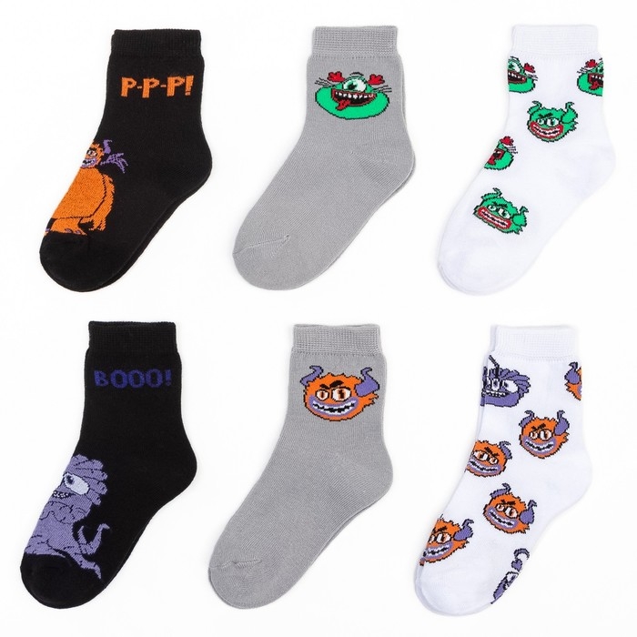 Подарочный набор носков адвент, 6 пар Подарочный набор носков адвент, 6 пар "Монстры" , 14-16 см