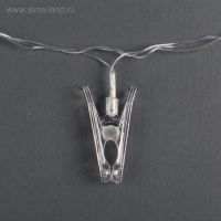 Гирлянда «Нить» 4.5 м с насадками «Прищепки», IP20, прозрачная нить, 20 LED, свечение тёплое белое, 220 В Гирлянда «Нить» 4.5 м с насадками «Прищепки», IP20, прозрачная нить, 20 LED, свечение тёплое белое, 220 В