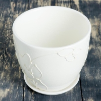 Горшок для цветов &laquo;Кураж овал №3&raquo;, керамический, с поддоном, 1.5 л, белый