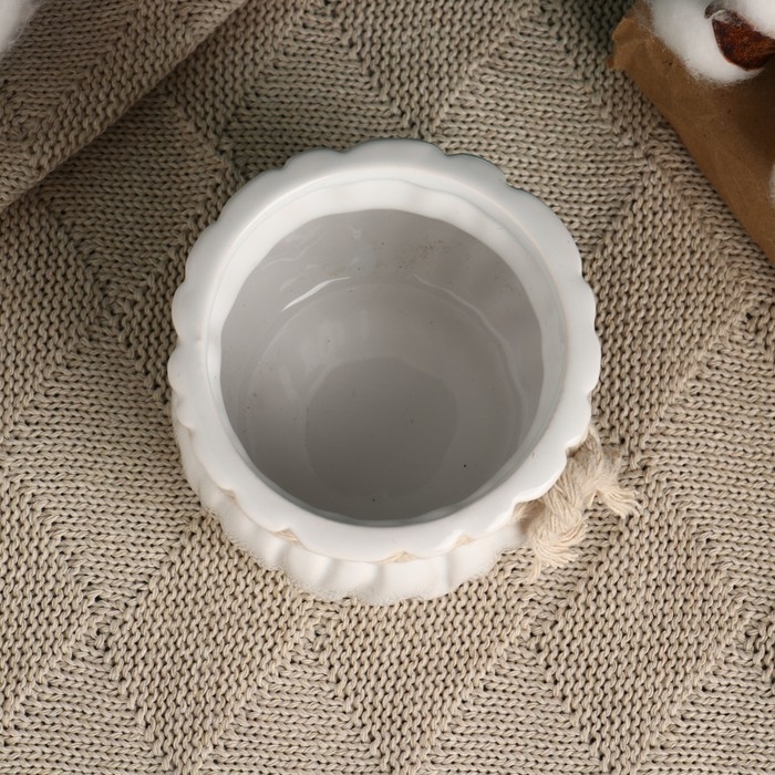 Кашпо Кашпо "Мешочек Мартин" круглый, 9х7см, белый