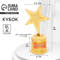 Кубок наградная фигура: звезда &laquo;Поздравляем&raquo; золото, пластик, 16 х 8,5 х 6 см.