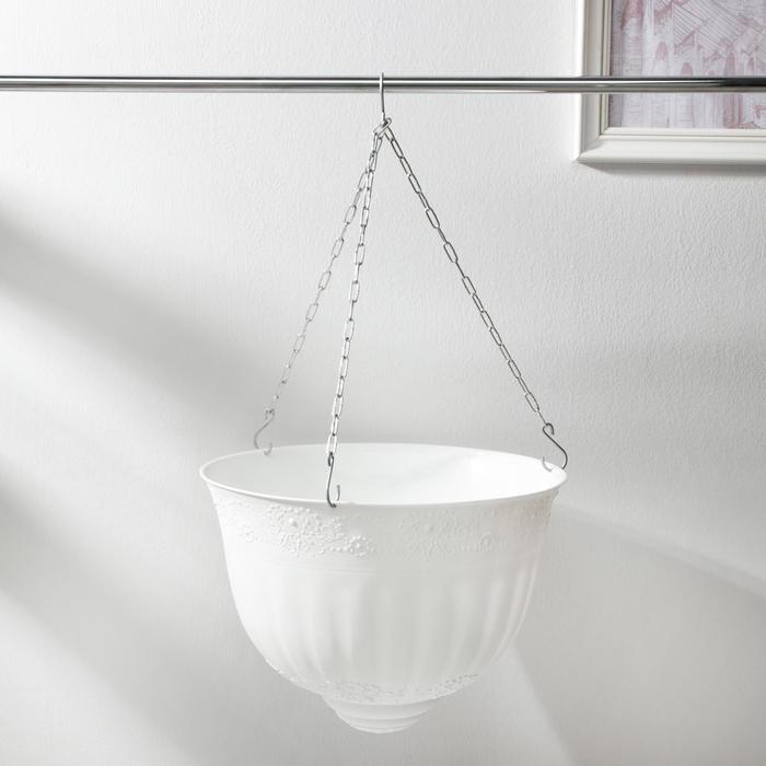 Кашпо уличное для цветов подвесное «Венеция», 10 л, цвет белый Кашпо уличное для цветов подвесное «Венеция», 10 л, цвет белый