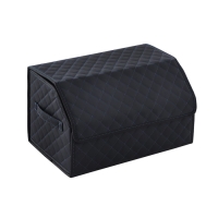 Органайзер кофр в багажник автомобиля LION, экокожа, ромб, 50&times;30&times;30 см, черно-синий