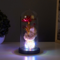 Ночник колба &laquo;Мишка с цветком&raquo; LED красный 3хААА 10,5х10,5х22см