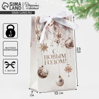 Пакет подарочный новогодний с лентой &laquo;Вошебный Новый год&raquo;, 13 х 23 х 7 см , Новый год