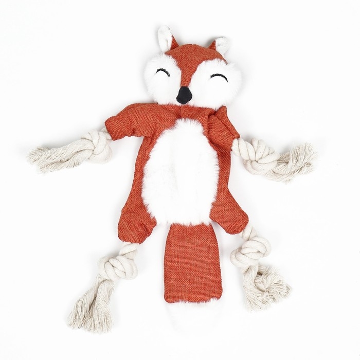 Игрушка текстильная с канатом Игрушка текстильная с канатом "Лиса" с пищалкой, шуршащая, 26 х 28 см