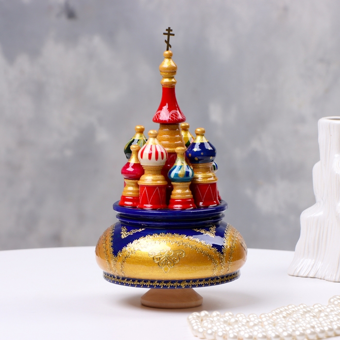 Сувенир музыкальный &laquo;Храм&raquo; №1, сине-золотой, ручная роспись, 12&times;22 см