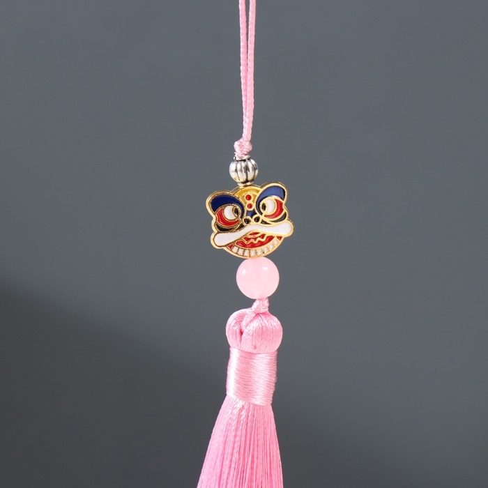 Подвеска текстиль, металл Подвеска текстиль, металл "Китайский лев" розовая 1х1,2х10 см