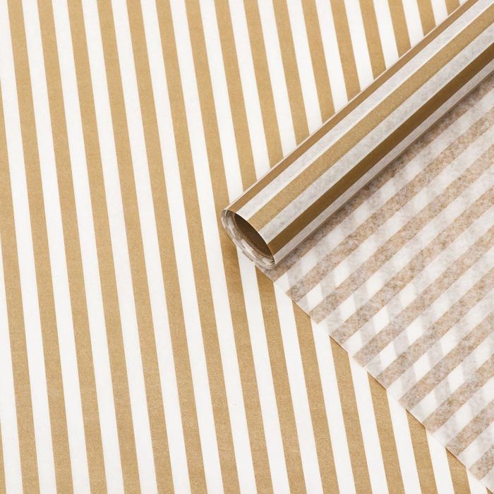 Бумага силиконизированная &laquo;Полоски&raquo;, золотые, для выпечки, 0,38 х 5 м