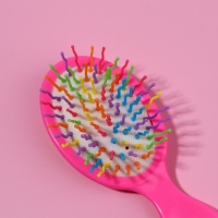 Расчёска - мини массажная, 5,5 &times; 14 см, цвет розовый