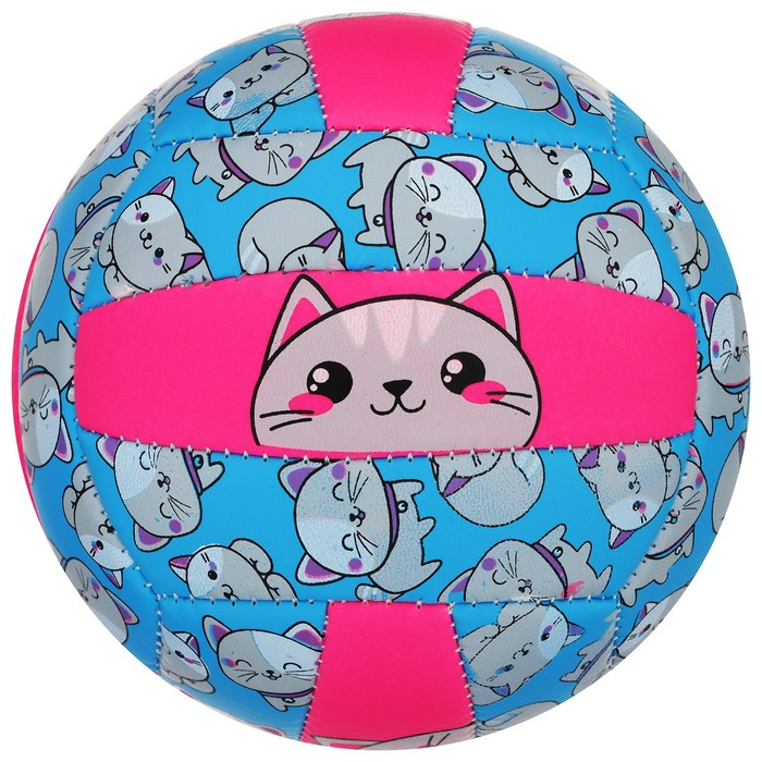 Волейбольный мяч ONLYTOP &laquo;Кошечка&raquo;, машинная сшивка, 18 панелей, р. 2, PVC