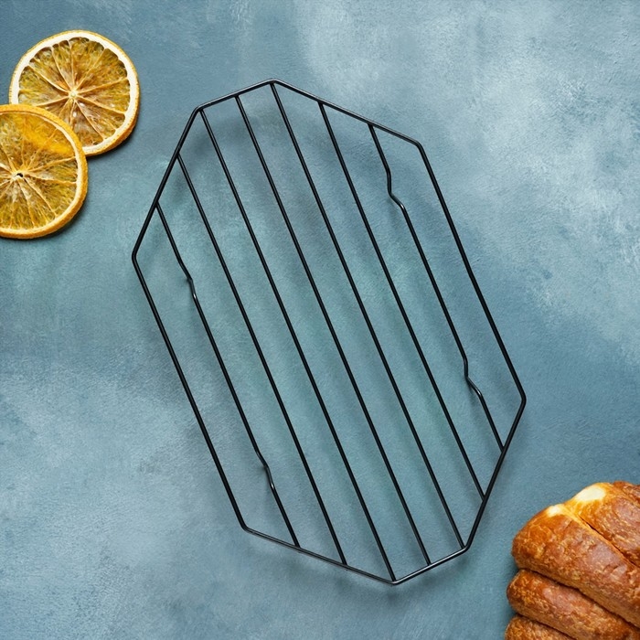 Решётка для глазирования и остывания кондитерских изделий KONFINETTA &laquo;Октаэдр&raquo;, 25&times;15&times;1,8 см, цвет чёрный