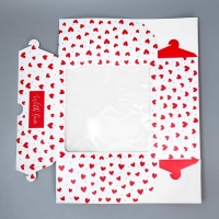 Коробка для капкейков и бенто-торта, кондитерская упаковка &laquo;Сердечки&raquo;, 25 х 25 х 10 см