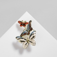 Брошь &laquo;Бабочки&raquo; трио, цветная в золоте