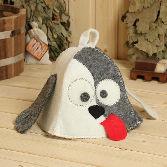 Шапка для бани с детской аппликацией Шапка для бани с детской аппликацией "Белый Бим", 3-5 лет