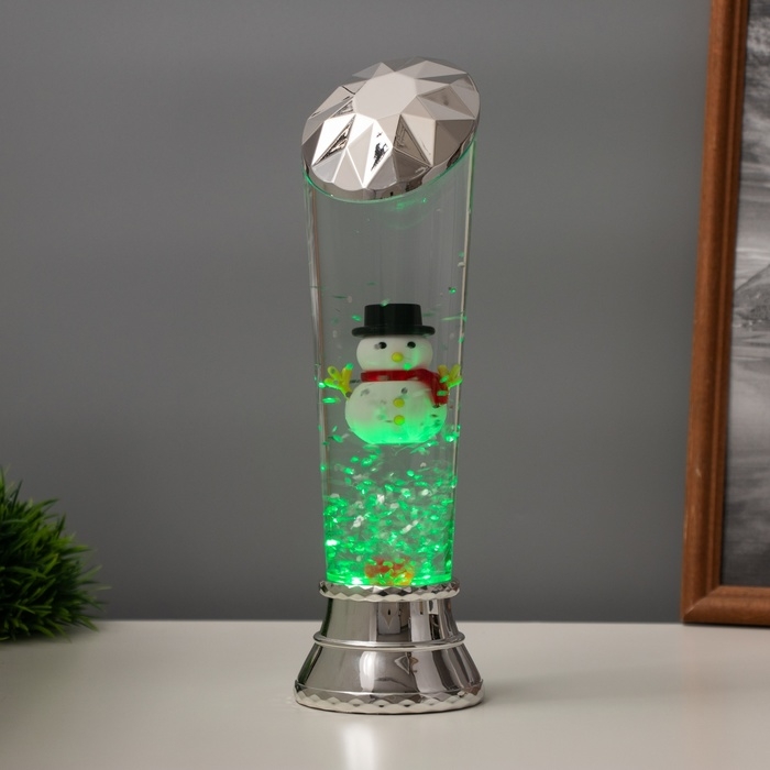 Лава лампа &laquo;Снеговик&raquo; LED 3хААА, USB серебро 6,5х8х23,7см