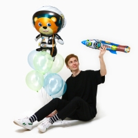 Набор шаров &laquo;Медвежонок в космосе&raquo;, латекс, фольга, 9 шт.