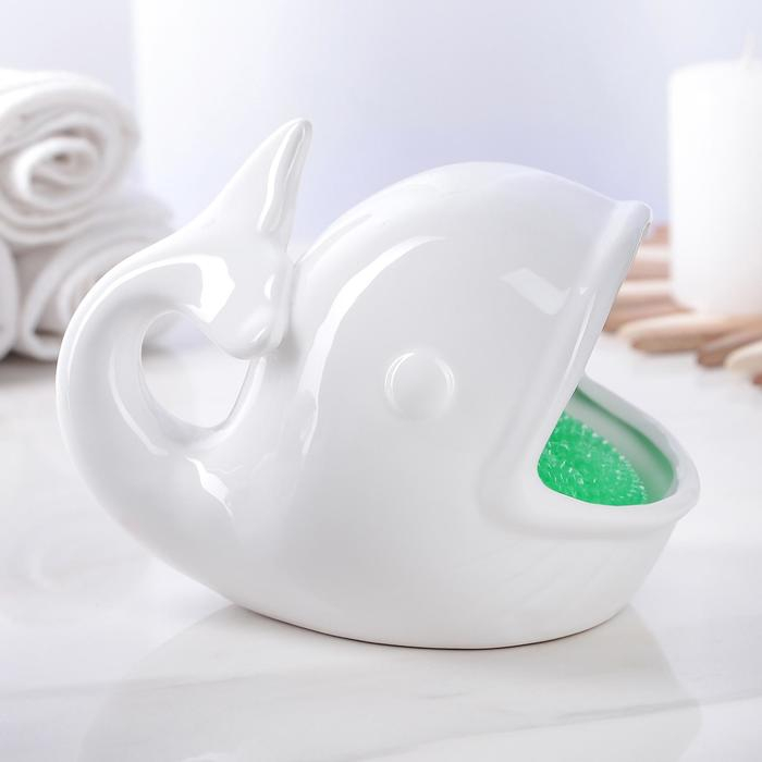 Подставка для губки &laquo;Кит&raquo;, цвет белый