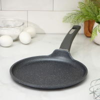 Сковорода блинная &laquo;Гранит&raquo;, d=24 см, пластиковая ручка, антипригарное покрытие, цвет серый