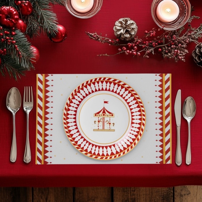 Салфетки новогодние на стол Доляна &laquo;Парк аттракционов&raquo;, 4 шт, сервировочная, 45&times;30 см