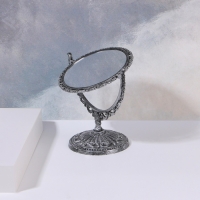 Зеркало настольное, двустороннее, с увеличением, d зеркальной поверхности 9,7 см, цвет серебристый Зеркало настольное, двустороннее, с увеличением, d зеркальной поверхности 9,7 см, цвет серебристый