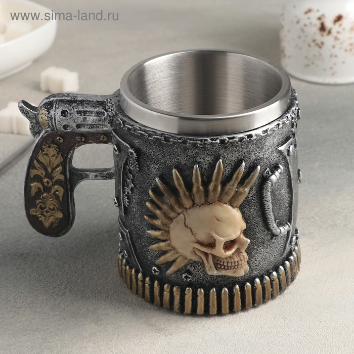Кружка из нержавеющей стали &laquo;Панк.Череп. Хэллоуин&raquo;, 400 мл, цвет серебристый