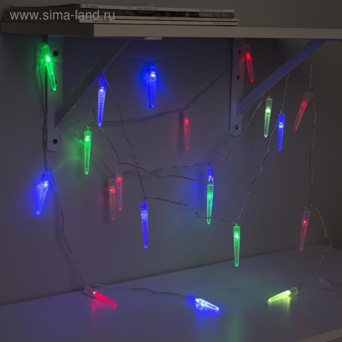 Гирлянда «Нить» 5 м с насадками «Сосульки граненые», IP20, прозрачная нить, 20 LED, свечение мульти (RG/RB), мигание, 220 В Гирлянда «Нить» 5 м с насадками «Сосульки граненые», IP20, прозрачная нить, 20 LED, свечение мульти (RG/RB), мигание, 220 В