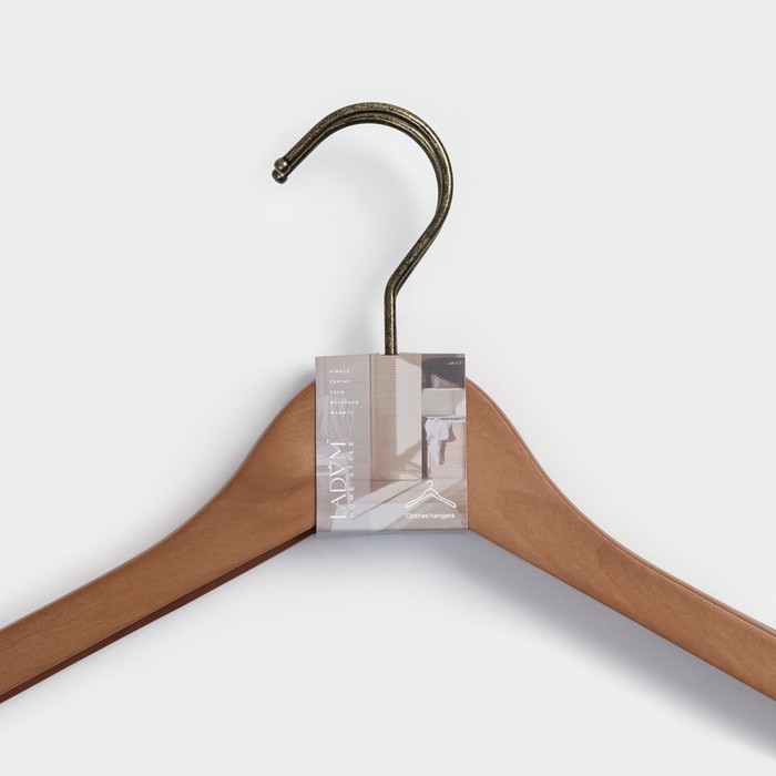 Плечики - вешалки LaDо́m Retro, 44,5&times;1,1&times;25 см, 2 шт, деревянные