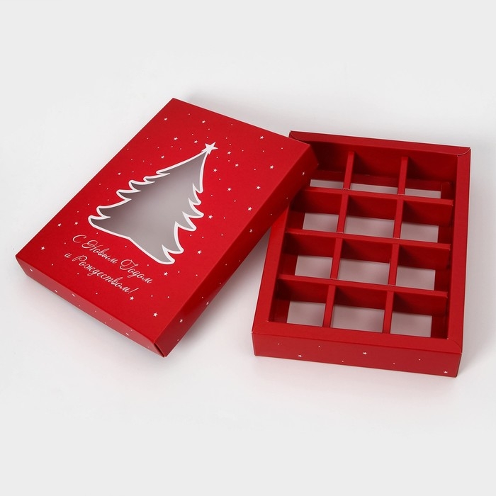 Коробка для конфет 12 шт "Праздничная" 19 х 15 х 3,6 см