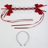 Карнавальная повязка «Лолита», цвет красный с белой тесьмой Карнавальная повязка «Лолита», цвет красный с белой тесьмой