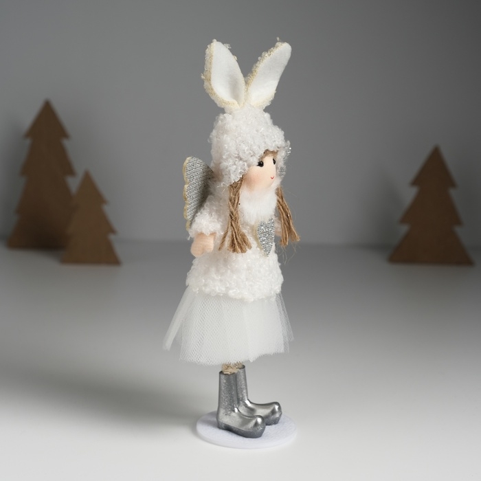 Кукла интерьерная "Ангелочек в шапке с ушками зайчика" 4х8х20 см
